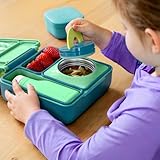 Omie OmieBox Bento Box for Kids - Insulated Lunch Box with Leak Proof Thermos Food Jar - 3 Compartments, 2 Temperature Zones - (Meadow) (Single)