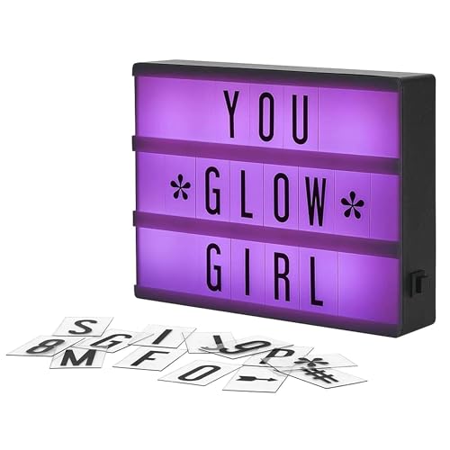 My Cinema Lightbox - RGB Color Changing Cinema Light Box, 20x15cm - 100 LED Light Letters and Numbers - Personalized Neon Signs with light box letters - Light Box Sign, Marquee Light Up Letters Box