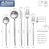 40 Piece Silverware Set Service for 8, EIUBUIE Premium Stainless Steel Cutlery Set, Matte Finish Unique Flatware Sets, Modern Kitchen Tableware Eating Utensil Sets Include Spoons Forks Knives