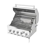 Spire Premium Grill built-in head, 5-Burner with Rear Burner Propane Grill, Convertible to Natural Gas, 30 inches Built In 3050R Island Grill Head, Stainless Steel, BBQ Grill Island