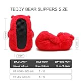 Women's Teddy Bear Slippers Red Cute House Bedroom Slippers for Women,Fuzzy Animal Slippers Indoor Cozy Soft Slip on Slippers Shoes for Women Teen Girl Trendy Stuff Valentine's Birthday Holiday Gifts