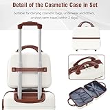 Merax Carry On Luggage, Hardside 20 Inch Suitcase Set with Cosmetic Case, Vintage Travel Luggage with TSA Lock Spinner Wheels, Lightweight Rolling Suitcase for Men and Women,White