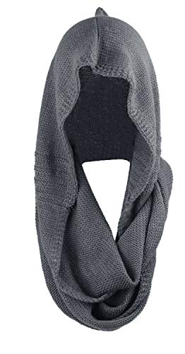 Bellady Winter Soft Pullover Knit Infinity Scarf Beanie Hoodie Scarf, Gray, One Size