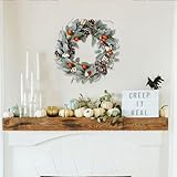 idyllic 20 Inches Fall Wreaths for Front Door Outside - Green Leaves Wreath with White Berry, Acorn & Pine Cone - Autumn Wreaths for Front Door Decor - Front Door Wreath for Fall Door Decor