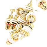 uxcell 10 Pcs RCA Plug Female Jacks Panel Mount RF Connector, Nickel Gold Plated Chassis Amplifier AudioTerminal Lotus Head Socket Plug Bulkhead Adapters