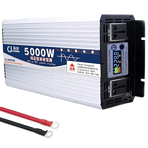 5000W 6000W 7000W 8000W Power Inverters,Pure Sine Wave Inverter 12V/24V/48V/60V to 110V/220V Inverter for Car,with Smart Color Screen Display and 2 Ac Outlets,for Home Rv Truck,8000W-24Vto110V