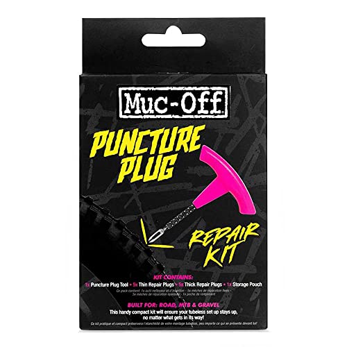 Muc-Off Puncture Plug Repair Kit - Tubeless Tire Repair Kit for MTB/Road/Gravel Bikes - Tubeless Kit with Tire Plugger and Tire Plugs,Pink
