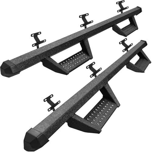 SMANOW Running Boards Side Steps Compatible with 2015-2025 Ford F150 Superduty Crew Cab(4 Full Size Doors). Dual-Stage Textured Black Powder Coated., 4 Inch Step Bars.