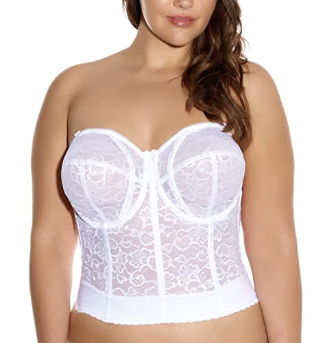 Goddess Women's Lace Bustier Bra, White, 42DD