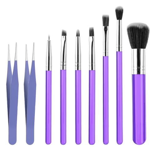 9 Pack Chocolate Brush Baking Brushes Cookie Decorating Brushes Paint Brushes for Cake Decorating Food Pastry Decorating Brush Straight Curved Pasta Tweezers for Sugar Fondant (Purple)