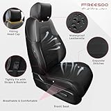 FREESOO Custom Fit CRV Seat Covers - Car Seat Covers Full Set for Honda CRV 2017-2022 EX-L/EX/LX/Sport/Touring/Hybrid - Luxury Waterproof Leather Automotive Seat Covers for SUV - Black & Gray