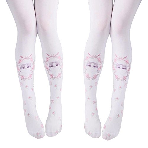 SzBlaZe Summer Thin Women's Kawaii Cat Anime Print Slim Pantyhose (Pack of 1 Piece) Suit For Height 5'1" to 5'6"