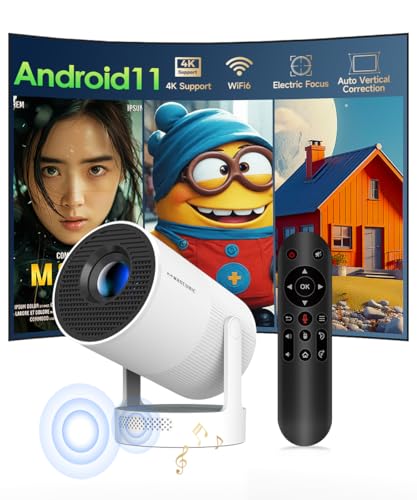 【Electric Focus】Magcubic Mini Projector 4K Support, Portable Projector with WiFi 6 and Bluetooth 5.4, Smart Proyector, 5W Soundbase Speaker, 180° Rotation for Home Theater HY300 Ultra