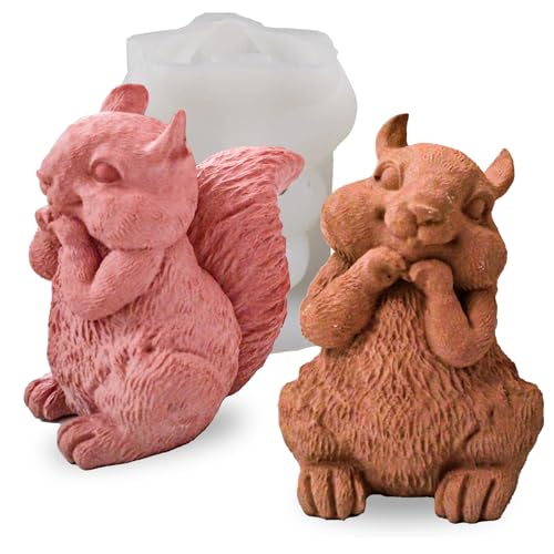 Japleed Squirrel Silicone Mold, Cute Squirrel Candle Soap Making Molds, 3D Animal Shaped Cake Fondant Chocolate Decorating Mold, Epoxy Resin Casting Concrete Plaster Wax Art Craft Mould Kit