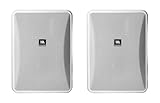 JBL Professional CONTROL 28-1-WH wall-mounted indoor, outdoor speaker, broad sound coverage, 8 inch, 120 watt at 8Ω, high output background, foreground weatherproof speaker. Sold as a Pair. White.