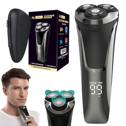 Snabbuy Electric Razor for Men, 2025 New Snabbuy Razor Pro, 4D Floating Head Rotary Shaver, Ipx7 Waterproof Electric Razors, Wet & Dry Rechargeable Electrical Shaver LCD Display (Black)