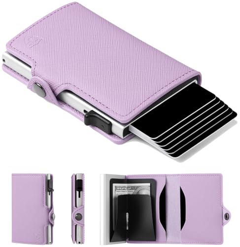 Card Blocr Small Womens Wallet, Travel Wallet Anti Theft RFID Blocking Credit Card Holder, Wallet Women in Light Pink PU Saffiano Leather