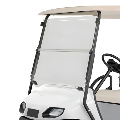 Ezgo Golf Cart Windshield Ezgo TXT Windshield Replacement for Front Fits 1995 to 2013 Ezgo TXT and Medalist Models Foldable Tinted UV Protection and Impact Resistant PC Shield