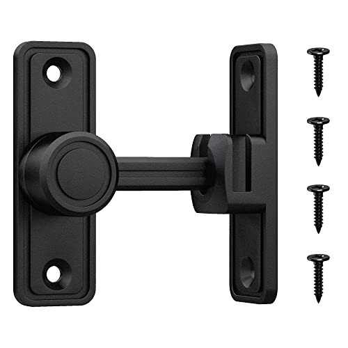 Barn Door Latch 90 or 180 Degree Slide Lock Home Security Lock for Bathroom, Garage, Bedroom, Cabinet Durable Zinc Alloy (Black)