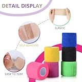 KISEER 15 Pack 2 Inch x 5 Yards Self Adhesive Bandage Breathable Cohesive Bandage Wrap Rolls Elastic Self-Adherent Tape for Stretch Athletic, Sports, Wrist, Ankle