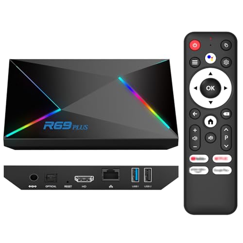 EASYTONE Android TV Box 14.0 2025, 4GB RAM 32GB ROM Android 14 TV Box 4K 8K WIFI6 1000M Ethernet Smart TV Boxes HDR10 R69 Plus H728 Octa-core TV Boxes Support 3D 2.4G 5.8G Dual WiFi BT5.0 USB 3.0
