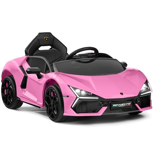 Best Choice Products Licensed Lamborghini Revuelto Kids 12V Electric Ride On Car Toy w/ 66lb Weight Capacity, Parent Control, Bluetooth - Pink