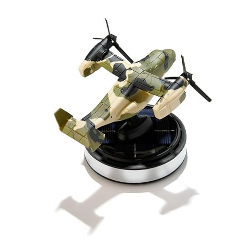 Solar Powered Military Aircraft Car Air Freshener – Camouflage Fighter Plane & Tilt-Rotor Model, Aromatherapy Diffuser for Dashboard Decoration, Eliminates Odors for Car Lovers (V22, Ocean)