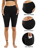 WHOUARE 4 Pack Biker Yoga Shorts with Pockets for Women,High Waisted Athletic Running Workout Gym Shorts Tummy Control,Black,Navy,Dark Gray,Burgundy,3XL