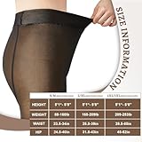 Eurzom 3 Pairs Fleece Lined Tights Women Faketranslucent Elastic Skin Colored Tights Warm Pantyhose(S/M,220g)