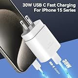 30W Phone 16 15 Charger Fast Charging,USB-C Wall Fast Charger Block Adapter with 6.6Ft USB C to C Fast Charging Cable Cord for Phone 16 15 Pro/16 15 Pro Max/15 Plus,Pro 12.9,Samsung Galaxy S24 Ultra