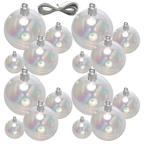4 Sizes Iridescent Ornaments Balls Clear Plastic Ornaments for Crafts DIY Bubble Pot Halloween Cauldron Christmas Ball Ornaments Christmas Tree Ornaments Birthday Wedding Decor (36)