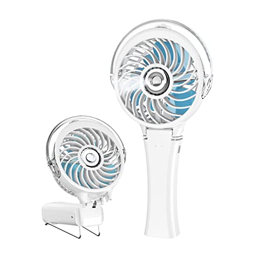 HandFan Upgraded Portable Misting Fan, Handheld Mister Fan, USB Rechargeable Personal Mist Fans, Spray Water Fans, Mini Cooling Hand Fans for Summer Beach Travel Concerts, Gifts for Women(White)