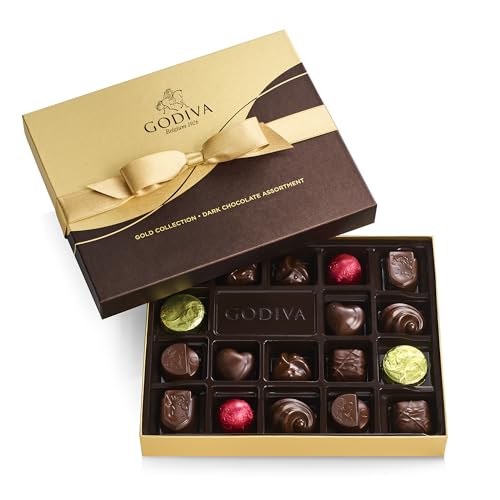 Godiva Chocolatier Gourmet Chocolate Gift Box – 18-Piece Assorted Chocolates for Birthday, Anniversary, Congratulations,– Dark Chocolate Candy Assortment with Praline, Caramel, Ganache