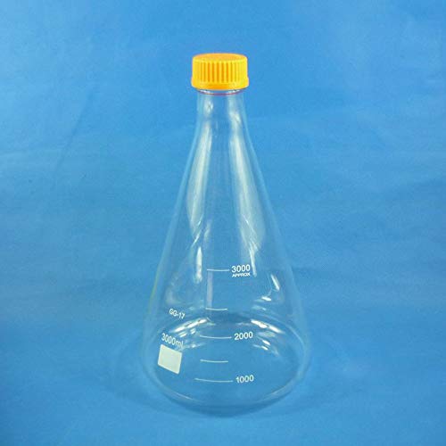 DONLAB 3000ml Thread Erlenmeyer Flask Reagent Bottle with Screw GL45 Cap Graduated Conical Borosilicate Lab Glass