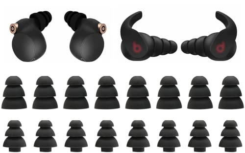 Silicone Replacement Ear Buds Tips, 20 Pcs, Black (Triple Flange)
