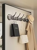 YIPULEO Wall Mounted Suction Cup Coat Hooks, Powerful Vacuum Suction Cup Kitchen, Bathroom, Entrance Towel Holder Wall Mount Coat Bath Towel Hanger Rail Bar Hooks Coat Rack (6 Hook)