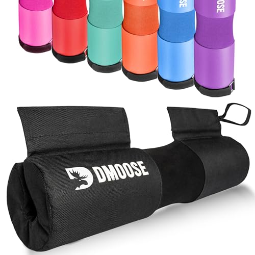 DMoose Barbell Pad, Relief Pressure from Neck, Shoulder, & Provide Lower Back Support, Non-Slip EVA Foam Squat Pad with Safety Straps, Hip Thrust Pad for Squats, Lunges - For Standard & Olympic Bars