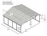 Arrow Carports Galvanized Steel Carport, Double Car Metal Carport Kit, 20' x 20' x 7', Charcoal