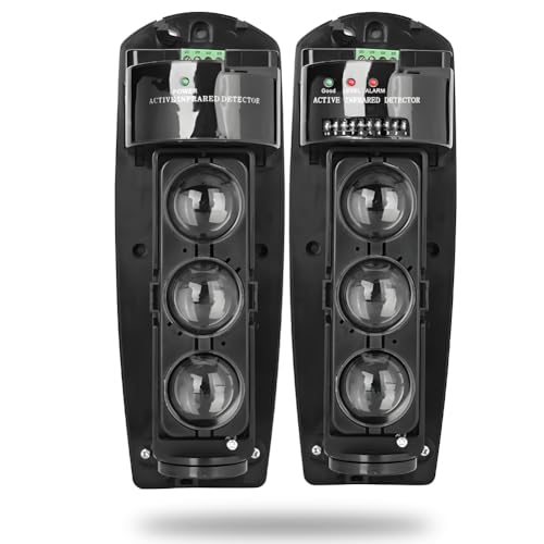 Triple Beam Alarm Photoelectric Beam Sensor Infrared Detector Security System Outdoor Weatherproof Motion Sensing Security Perimeter Alert System(ABE-250)