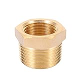 Brass Pipe Fitting,3/4 Inch NPT Male to 1/2 Inch NPT Female Brass Pipe Hose Tube Fitting Hex Head Bushing Adapter Convert (3, 1/2 NPT female x 3/4 NPT male)