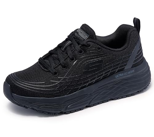 Skechers Women's Relaxed Fit Max Cusioning Elite SR Outsole Health Care Professional Shoe, Black, 8.5