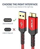 JSAUX Hard Drive Cable [2 Pack,0.3M+1M] USB 3.0 A to Micro B Nylon Cable Compatible with Portable External Hard Drives,WD Elements,Seagate Expansion,Toshiba,Samsung M3 1TB/Galaxy S5/Note 3-Red