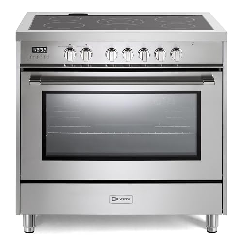Verona Prima Series VPRFSEE365SS 36 Inch 5.0 cu. ft. All Electric Range Oven Stove Freestanding, 5 Heating Elements, Dual Convection, Stainless Steel