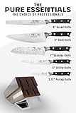 DALSTRONG Knife Block Set-5pc-Shogun Series ELITE-High-Carbon Japanese Steel-Black G10 Handles-Acacia Wood- Damascus-Kitchen Knife Set with Block-Professional Cutlery Set-Men's Valentines Gift