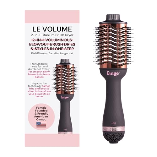 L'ANGE HAIR Le Volume 2-in-1 Titanium Brush Dryer Black | 75 MM Hot Air Blow Dryer Brush in One with Oval Barrel | Hair Styler for Smooth, Frizz-Free Results for All Hair Types (Black - 75MM)