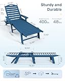 Chaise Lounge for Outdoor, Patio Lounge Chairs for Outside, Chaise Lounge Chair with 6 Positions, HDPE Lounge Chair with Cup Holder for Pool Poolside Deck Backyard Lawn, Azure Blue