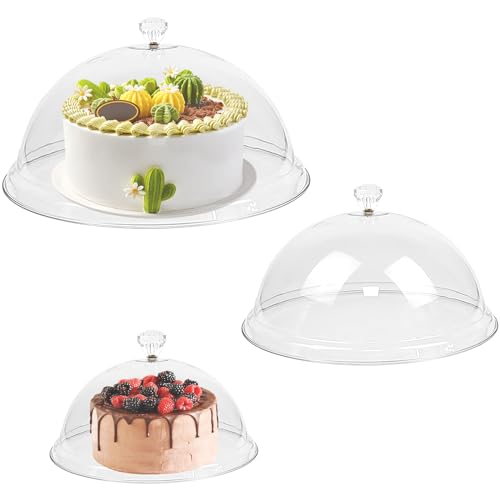 3 Pieces Clear Cake Dome Cover 8" 10" 12" Acrylic Cake Stand Cover Round Cake Cloche Dome Food Plastic Cake Cover for Food Freshness Dessert Plate Box Tray Display (0.1)