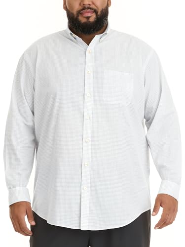 Van Heusen Men's Tall Wrinkle Free Long Sleeve Button Down Shirt, Checkered White, 3X-Large Big