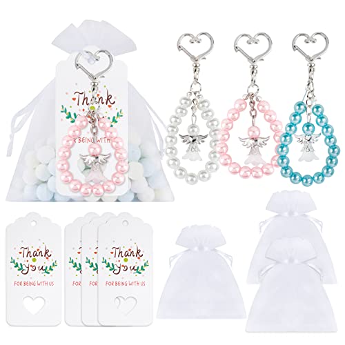 BOFUNX Pack of 21 Wedding Favour Bags with Keyring Angel Favors Bags for Christening Birth Communion Confirmation Birthday