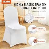 VEVOR Chair Cover, 50pcs White, Wedding Spandex Chair Covers, Stretch Fabric Removable Washable Protective Slipcovers, for Weddings Banquets Ceremony(Flat,50PCS)